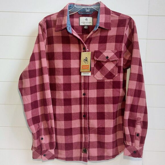 Legendary Whitetails Trail Guide Fleece Shirt Women's Med. Elderberry Plaid NEW! - Picture 2 of 10